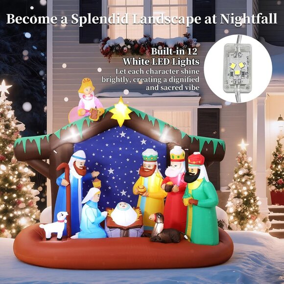 🆕7FT Christmas Inflatable Nativity Scene LED Light Yard Outdoor Decorations - Picture 4 of 14
